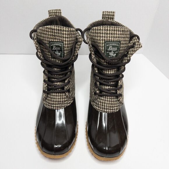 G.H. Bass Duck Boots Women’s 6 Houndstooth Waterproof Winter Rain Snow Boot - Picture 5 of 16